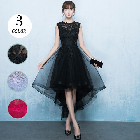 パーティードレス 結婚式 二次会 ワンピース 結婚式ドレス お呼ばれワンピース ミニ丈 黒 赤 ワインレッド レース 刺繍 A0755の通販はau Wowma ショップモール To You