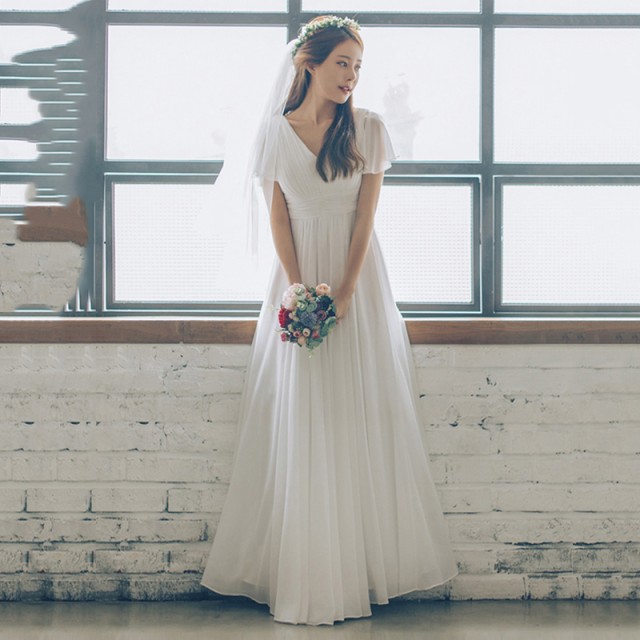 ウェディングドレス 白 二次会 花嫁 大きいサイズ 小さいサイズ 袖
