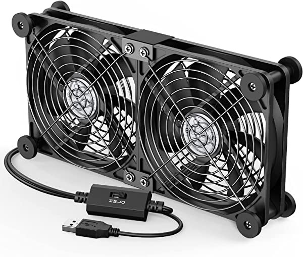 USBファン 12cm 2連 冷却ファン 強力 静音 緩衝パッド 冷却