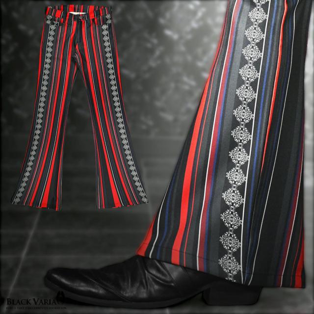 ベルボトム チェーン柄 ブーツカット メンズ フレア 日本製 ライン