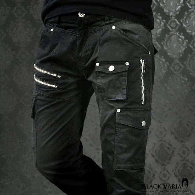 0#492202-20 [SALE] ブラックバリア カーゴパンツ ストレッチ 飾り
