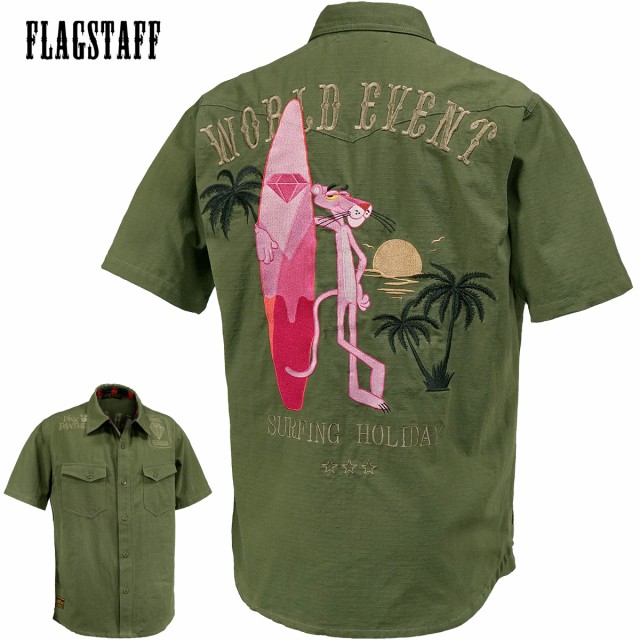 ピンクパンサー PINK PANTHER ワークシャツ リップストップ 半袖 mens