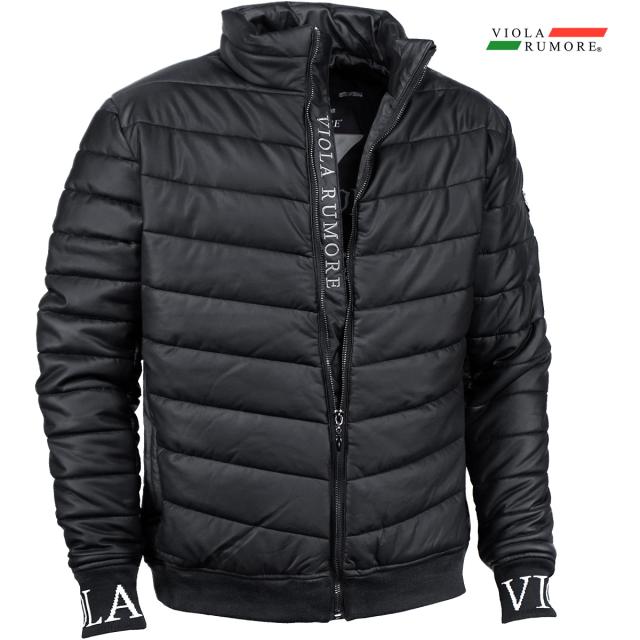 VIOLA rumore ヴィオラ ビオラ 薄中綿ジャケット PUレザー 袖口ロゴ