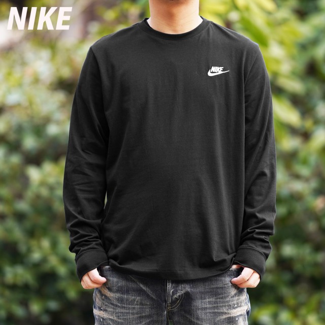 ナイキ 長袖Tシャツ メンズ 上 NIKE ロンT ワンポイント 長袖 BLK