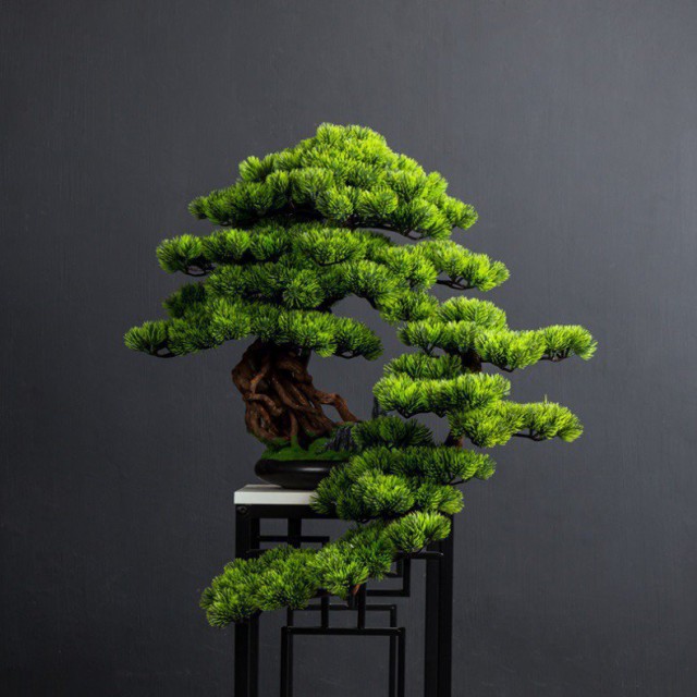 20220729-37 インテリアグリーン 高級模造迎客松盆栽 置物 禅意迎客松