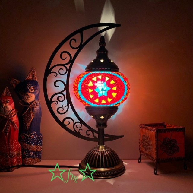 ボヘミア調トルコテーブルランプ モロッコ風照明スタンドライト 手作り
