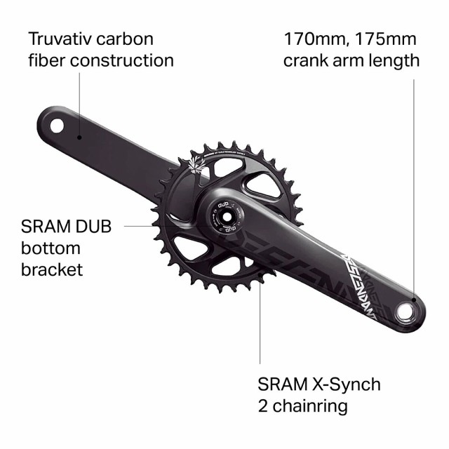 (取寄) トラバティブ ディセンダント カーボン イーグル ダブ クランクセット - ブースト TruVativ Descendant Carbon  Eagle DUB Crankset - Boost Blackの通販はau PAY マーケット - ジェットラグ | au PAY  マーケット－通販サイト