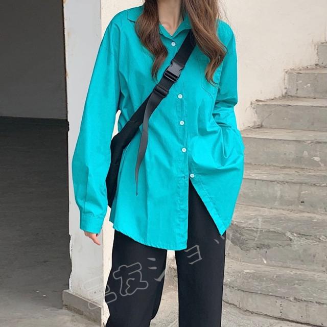 長袖シャツ レディース シャツ 長袖 ブラウス カジュアルシャツ ゆったり 無地 ワイシャツ 重ね着 春秋 長袖ブラウス 値引きする 通勤