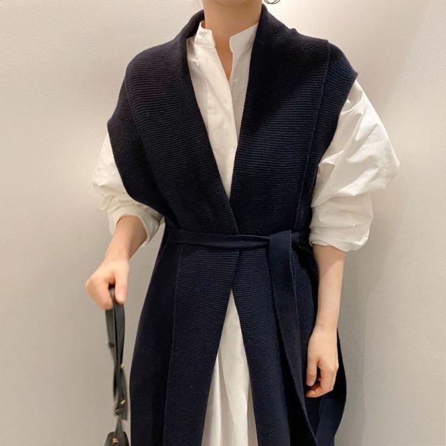 ジレ ロングベスト ニットベスト アウター ベスト ロング ロング丈 アンクル丈 袖なし ノースリーブ Vネック Iライン リブ 前開き ケーブルニット リブニット ジレ ロングベスト ニットベスト アウター ベスト ロング ロング