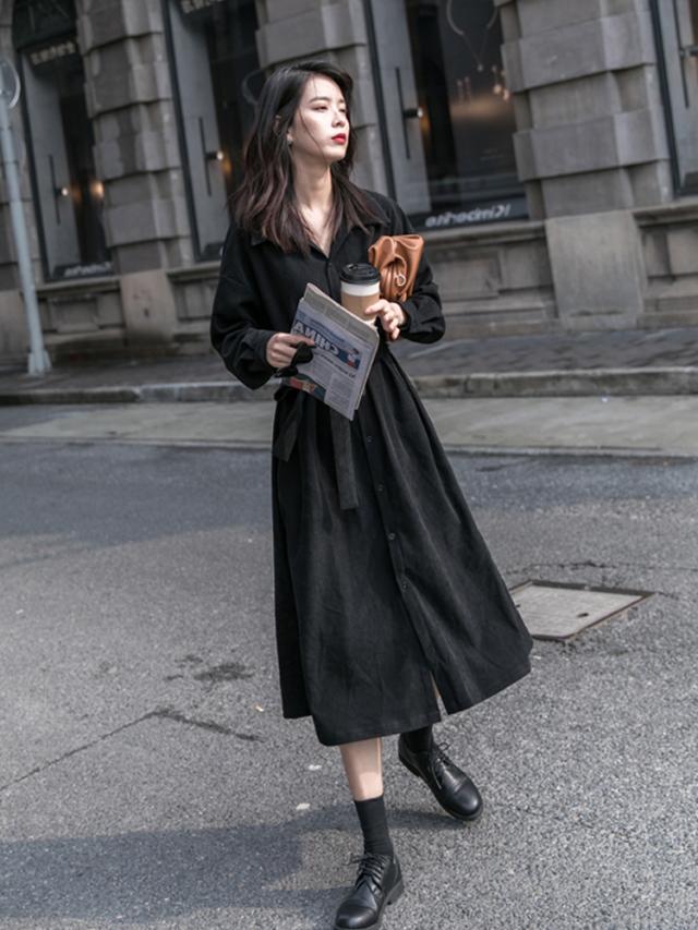 共布ベルト付き ロング シャツ ワンピース シャツワンピース
