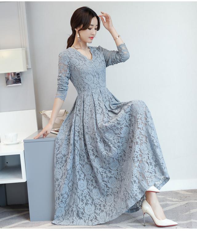 総レース カシュクール ロング ドレス パーティードレス パーティ