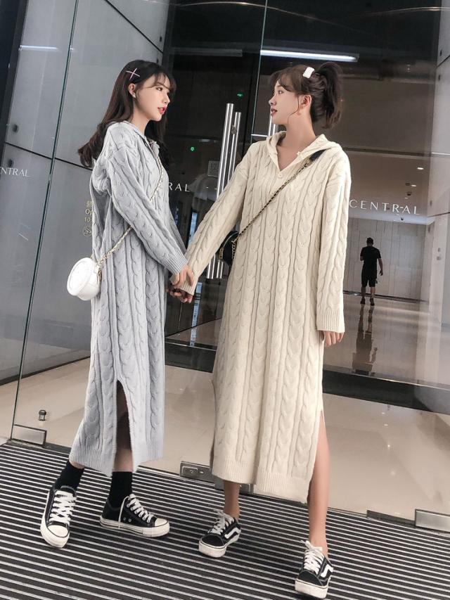 保障できる 韓国 ファッション レディース ワンピース 秋 冬 新作 カジュアル Nalog463 ケーブルニット フード付 ゆるタイト パーカー シンプル コ クーポン配布中 交換無料 Diquinsa Com Mx
