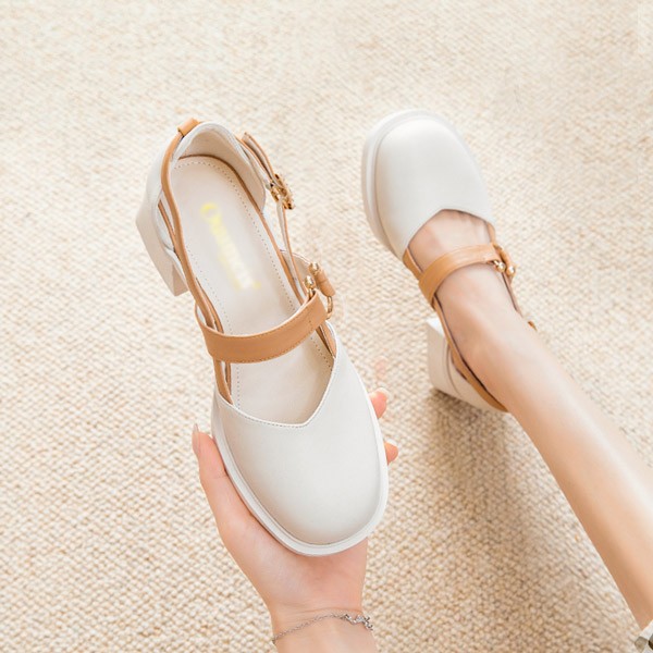 パンプス ヒール5cm 太いヒール チャンキーヒール ロリータ ラウンド