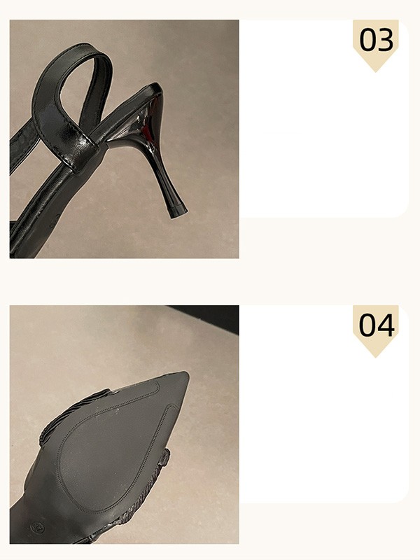 華奢 サンダル レディース 華奢リボン 薄底サンダル ポインテッドトゥ