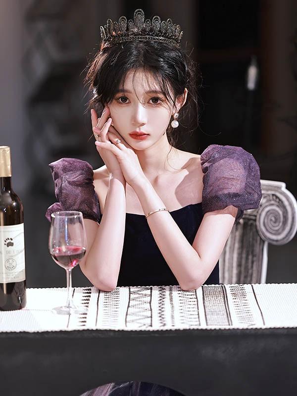 【レビュー投稿で+5%還元】ロングドレス 演奏会ワンピース スクエアネック 袖付き キラキラドレス 成人式 同窓会 演奏会ドレス ステージドレスパーティードレス レビュー投稿で+5%還元】ロングドレス 演奏会ワンピース スクエア