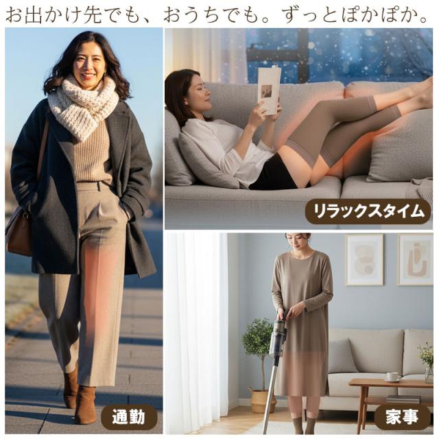 スカート着用時の冷気対策 太ももウォーマー ふともモーフ ベージュ
