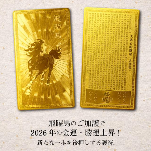 飛躍馬 金運札 裏面 全文護符デザイン 金運と勝負運を願うお守り札