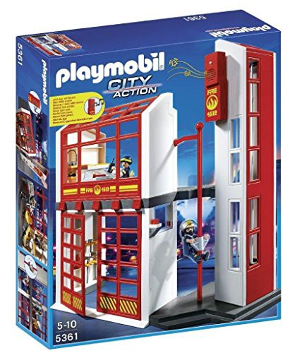 プレイモービル ブロック 組み立て Playmobil Fire Station with Alarm