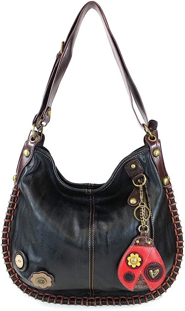 正規販売店 Chala バッグ パッチ Chala Convertible Hobo Large Tote Bag Ladybug Vegan Leather Black 代引不可