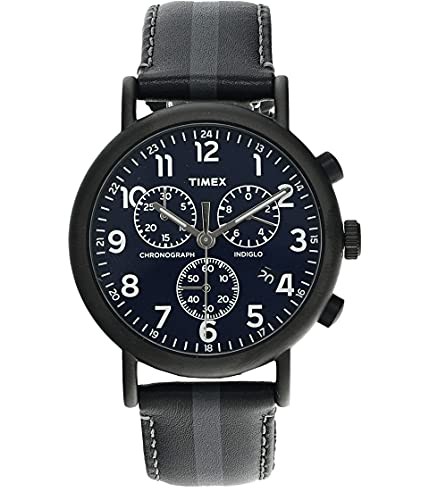 腕時計 タイメックス レディース Timex Weekender Chronograph 40mm Leather Strap Watch Black One Si - 0