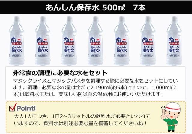 非常時・災害時 栄養補給食品・あんしん保存水 500ミリリットル