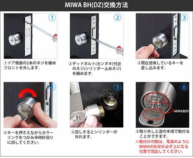 MIWA　BHシリンダー交換方法