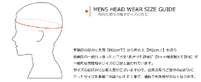 キャップ・ハット・帽子のサイズ選びの目安