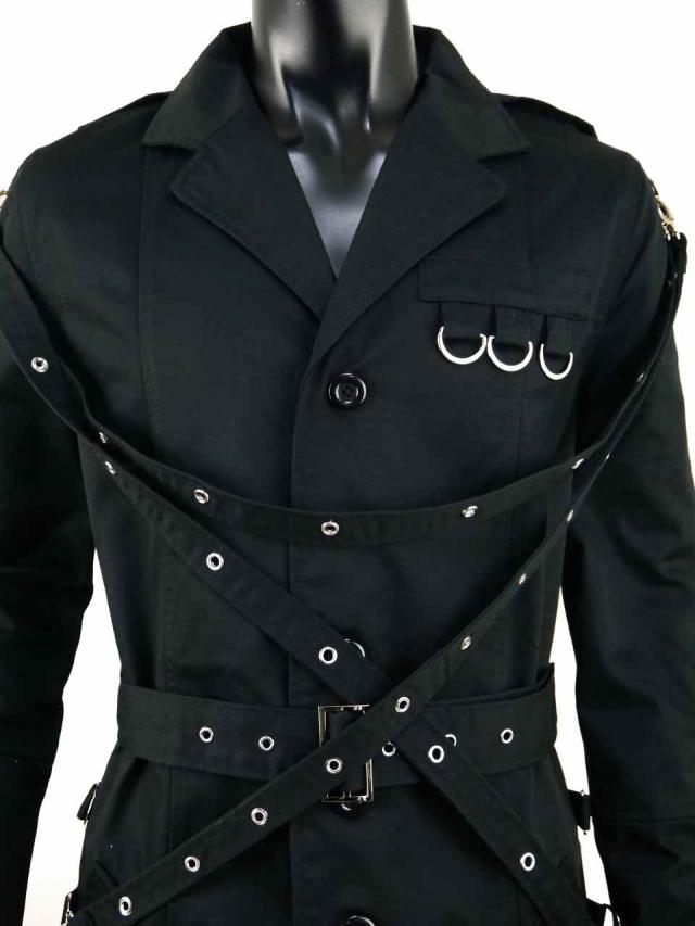 トレンチコート メンズ ロングコート ゴシック系 ビジュアル系 モード