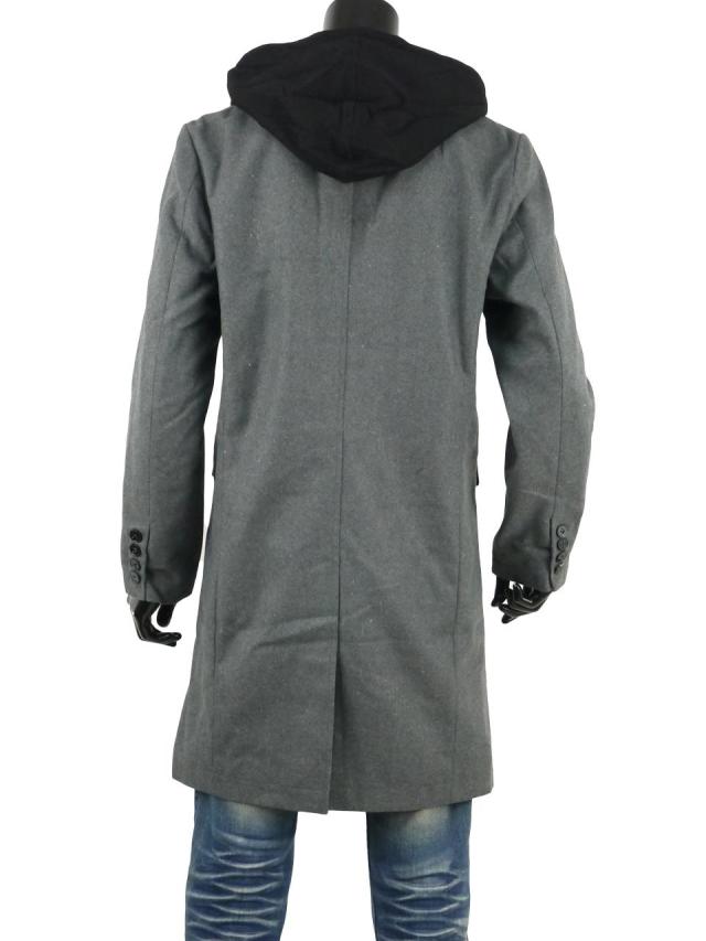 チェスターコート メンズ おしゃれ レイヤード ボア ファー フード