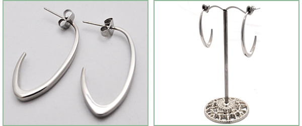 ステンレスフープ風デザインピアス