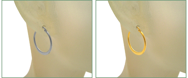 ステンレス平型フープピアス