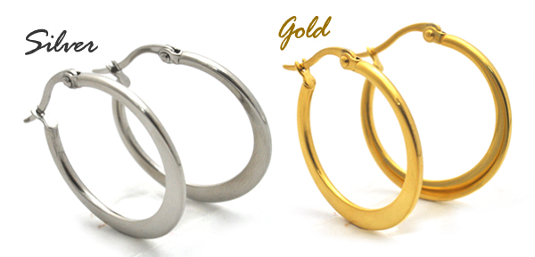 ステンレス平型フープピアス