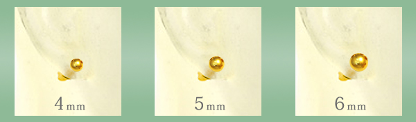 ステンレス製 片耳ボールピアス(ゴールド)