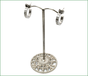 ジルコニア付きステンレスフープピアス