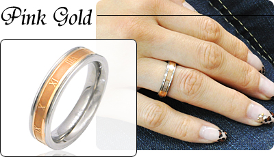 ステンレス製 アトラスラインリング ピンクゴールド