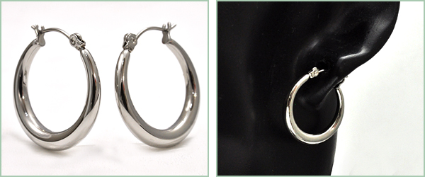 ステンレスフープピアス
