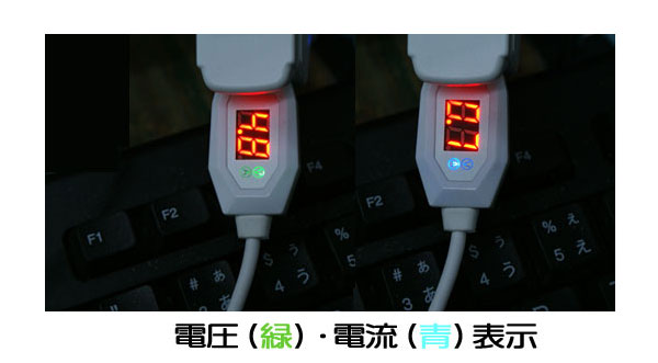 電流圧チェッカー付マイクロUSBケーブル