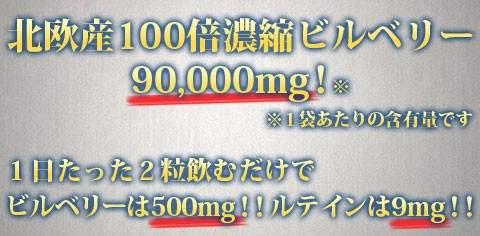 北欧産100倍濃縮ビルベリー90000mg※1袋あたりの含有量です