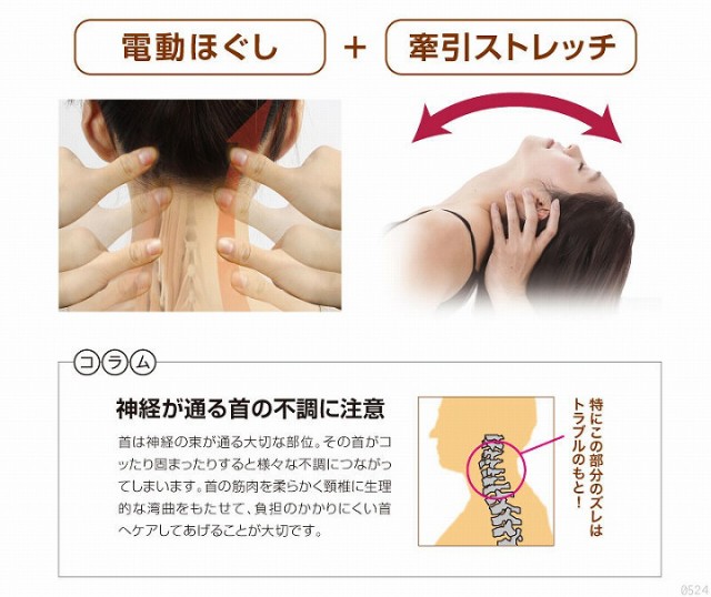 首のストレッチ＋揉み玉構造