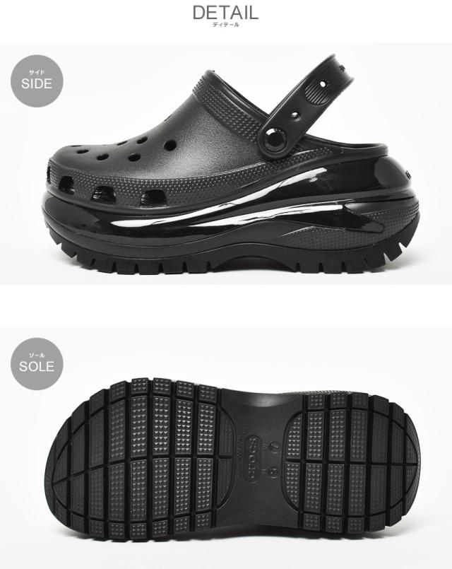 ⭐️未使用品⭐️クラークス⭐️厚底パンプス/サンダル⭐️23.5㎝⭐️本革/黒 クロックス crocs レディース サンダル 厚底 メガ クラッシュ
