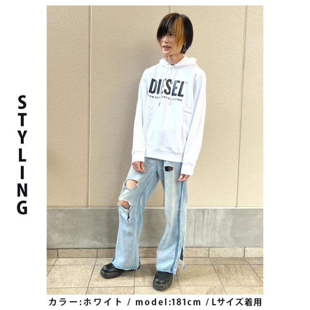 未使用新品●DIESEL●ディーゼル●スウェットパーカー●ロゴプリント●白●Ｌ 2316-0350-1a.jpg