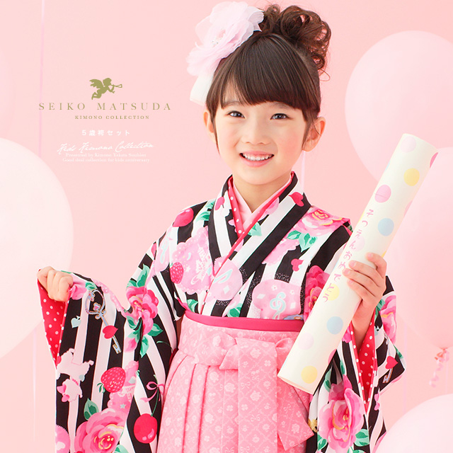 芸能人愛用 花 薔薇 ピンク 桜色 松田聖子 Matsuda Seiko ブランド 販売 袴セット 着物セット 五歳 女の子 5歳 着物 七五三 卒園式 五才 ひな祭り 和服セット Www Ustavnisud Me