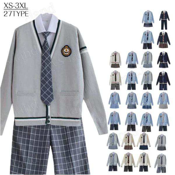 jk 制服 5点セット カーディガン 制服 リボン チェック柄 プリーツスカート 女子 スカートセット 入学 高校 中学 学生服 なんちゃっ