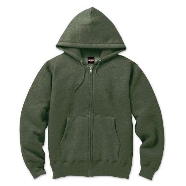 裏起毛 フルジップ パーカー Lサイズ カーキ 12.5oz ヘビーウェイト 綿混 コットン混 保温力抜群 男女兼用 送料無料