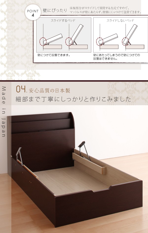お得安い セミダブルベッド 収納付き(幅:セミダブル)(奥行:レギュラー)(深さ:深さレギの通販はau PAY マーケット - 株式会社夢の小屋|商品 白 ホワイト 薄型スタンダードボンネルコイルマットレス付き 日本製国産