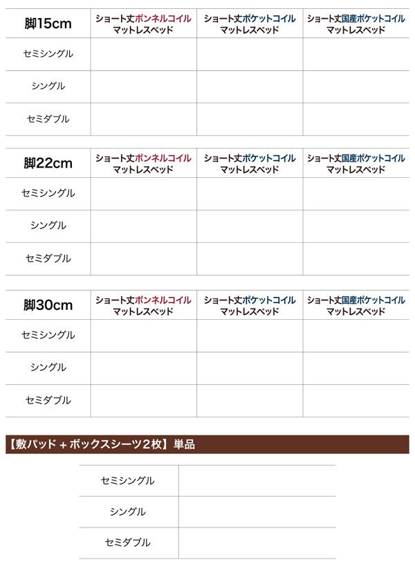 にもすっき セミダブルベッド 品(敷きパッド+ボックスシーツ2枚) 新・ショート丈 脚付きマットレスベッド(の通販はau PAY マーケット - 株式会社夢の小屋|商品 茶 ショート丈 短い ベッド 専用別売 単品 スペースの