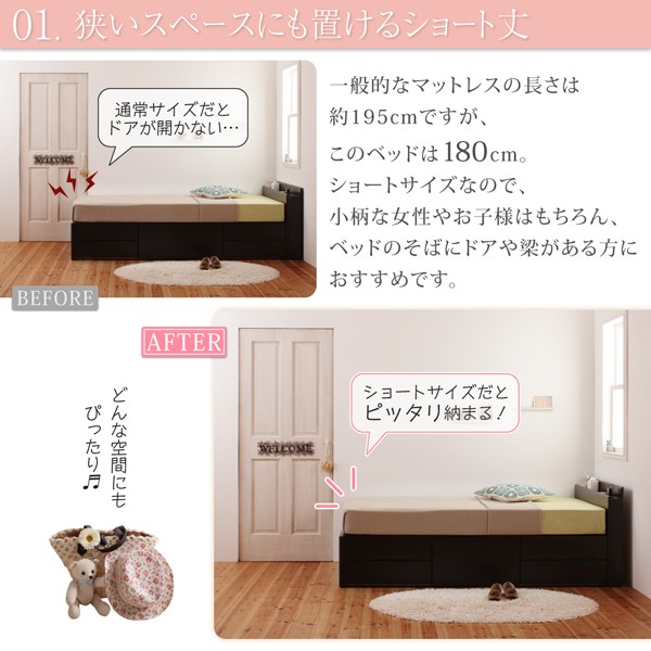 高品質正規品 シングルベッド 短い ショート丈(幅:シングル)(奥行:の通販はau PAY マーケット - 株式会社夢の小屋|商品 白 ホワイト/オリーブグリーン 薄型抗菌国産ポケットコイルマットレス付き 収納付き 2022爆買い