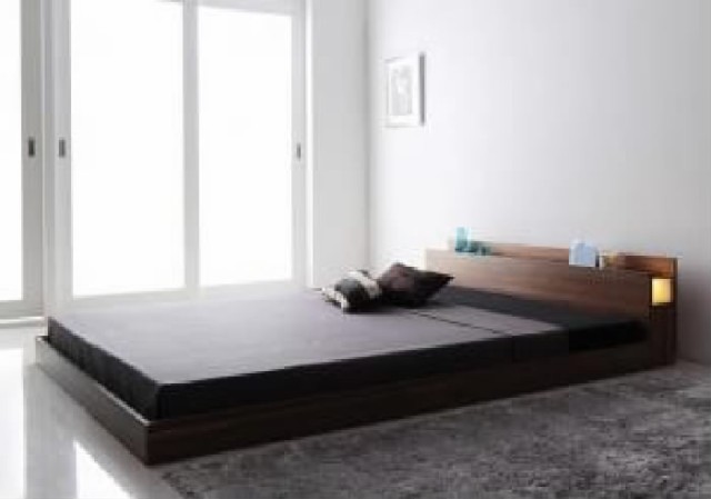 特価爆買い シングルベッド 黒 茶 ウォルナットブラウン/ブラック プレミアムボンネルコイルマットレス付き フロアベッド 照明 収納付き ローベッド の通販はau PAY マーケット - 株式会社夢の小屋|商 爆買い限定SALE
