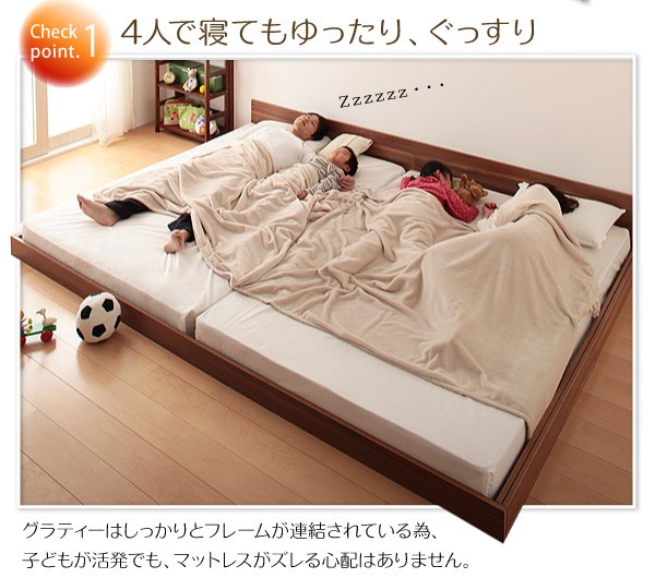 正規保証 連結ベッド ワイドK260(SD+D)サイズ 茶 ウォルナットブラウン 国産カバーポケットコイルマットレス付き フロアベッド 連結 分割 ローベッの通販はau PAY マーケット - 株式会社夢の小屋|商品ロ 定番得価