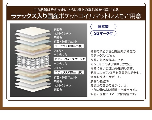 ぐスペース ダブルベッド ポケットコイルマットレス付き セット フラップ棚・ライト 照明 ・コンセンの通販はau PAY マーケット - 株式会社夢の小屋|商品 茶 大容量 大型 整理 収納 ベッド 国産 日本製 ロータイプ